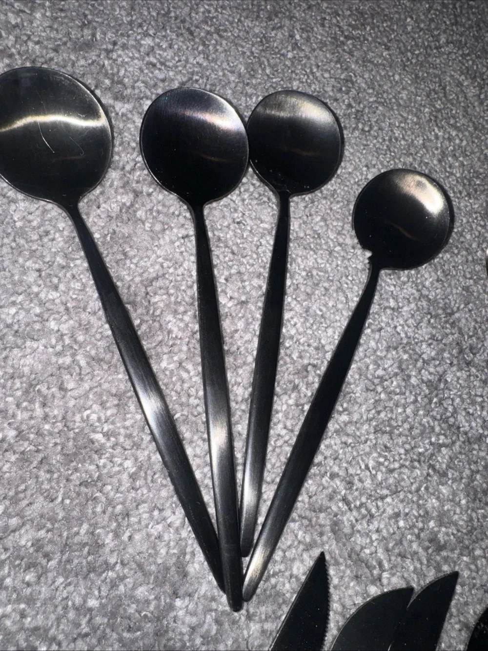 Odin Black 7 1/8 Brushed Stainless Steel Extra Heavy Weight Forged Knifes Spoons